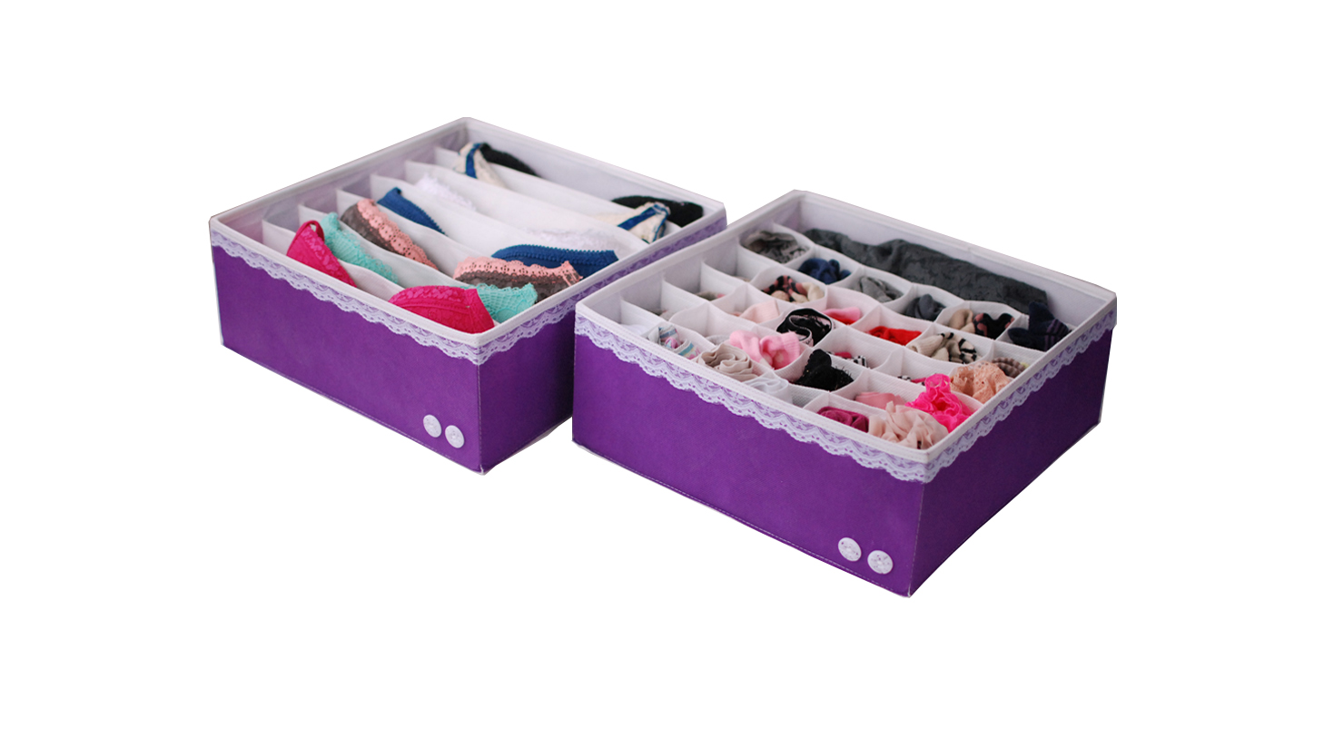 Органайзер для белья (2 шт.) Широкий "Berry Cake" фиолетовый - коробки для хранения